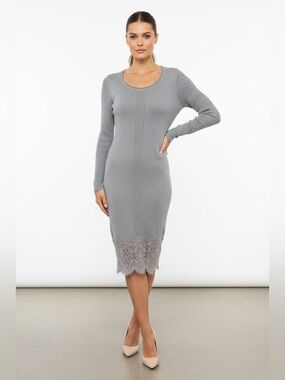 Tribal Women's Gray Knit dress - Classic Crewneck